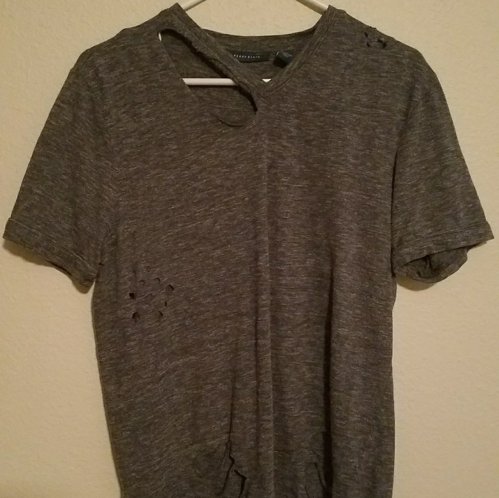 Distressed short sleeve shirt